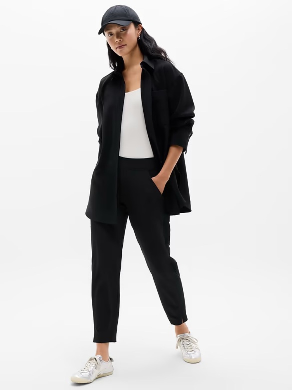 Athleta Brooklyn Ankle Pant Black Stretch Travel Career Pant Size 0 / P | Petite